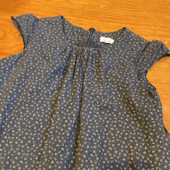 NEIGE 7 Charcoal Layered Dress Tiny Floral Print Flutter Sleeve - Picture 3 of 8